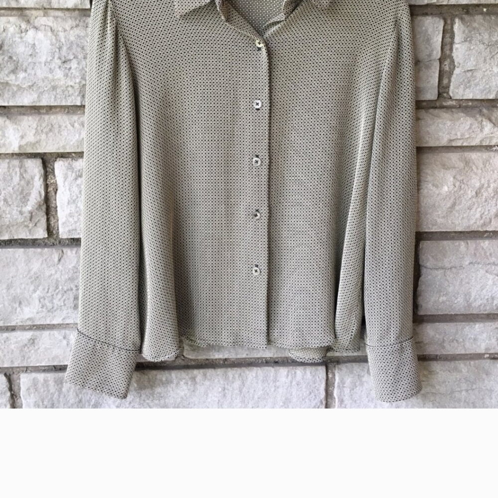 Linda ALLARD Ellen Tracy Grid Print Button Up Blouse